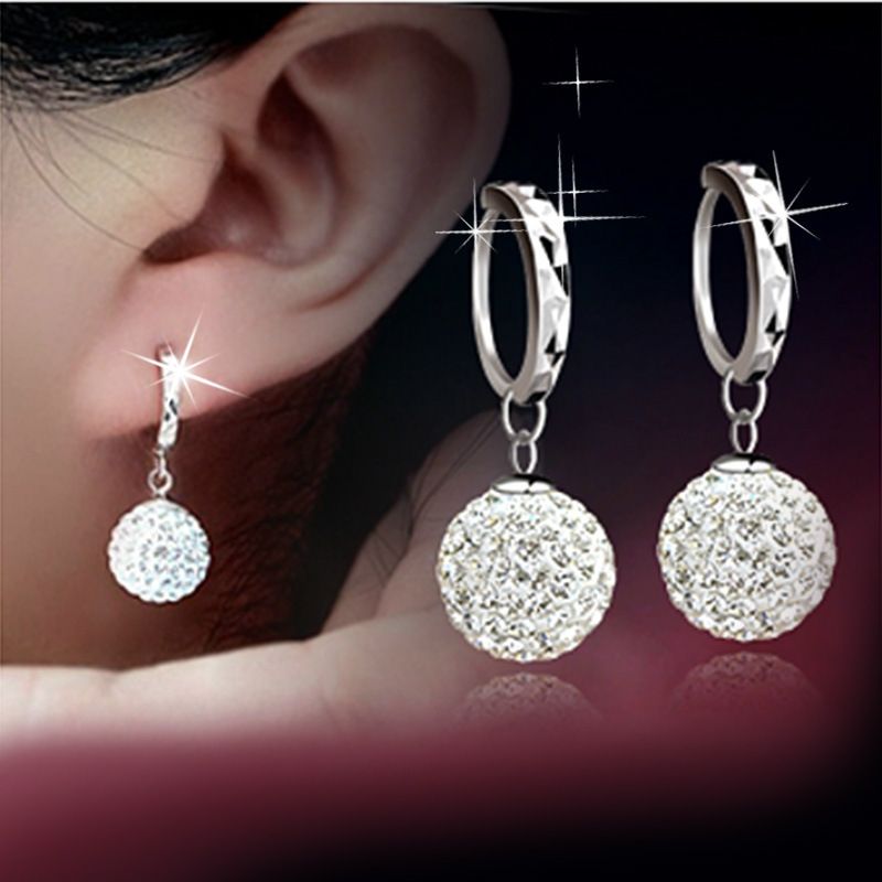 Nueva joyería de moda Pendientes Plata de ley 925 aro de diamantes de