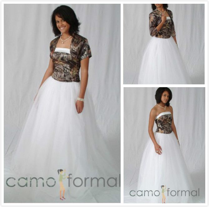 Unique Camo Wedding Dresses With Jacket 