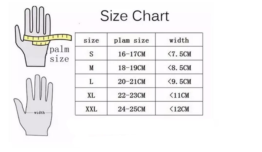 Fly Glove Size Chart