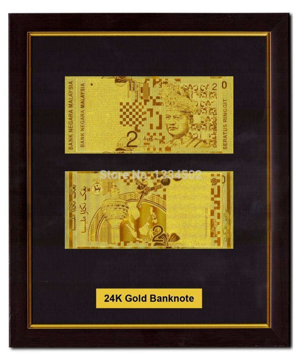 New Arrival Malaysia 50 Ringgit Colorful 24k Gold Plated Gold Banknote Art Craft 