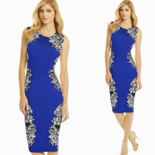 royal blue pencil dress