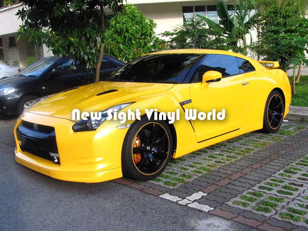 2021 High Quality Yellow Gloss Wrap Yellow Gloss Car Vinyl Roll Air