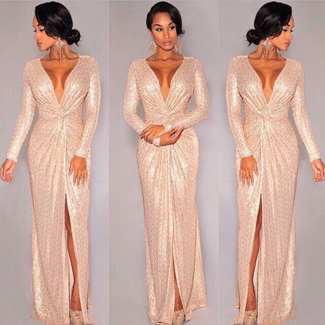 rose gold long sleeve dress