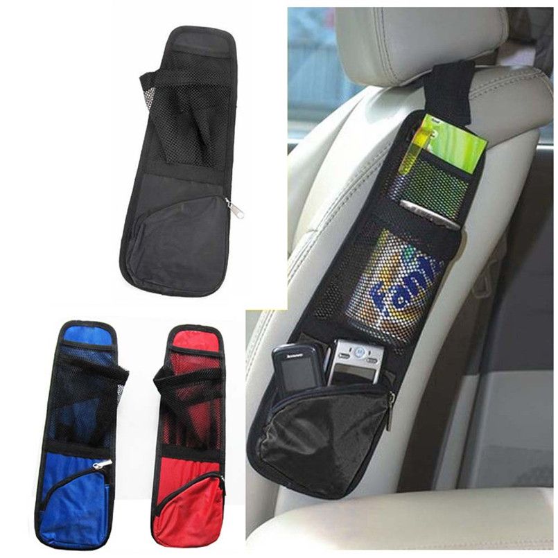 Black Nylon Auto Car Seat Chair Side Bag Hanging Organizer Storage