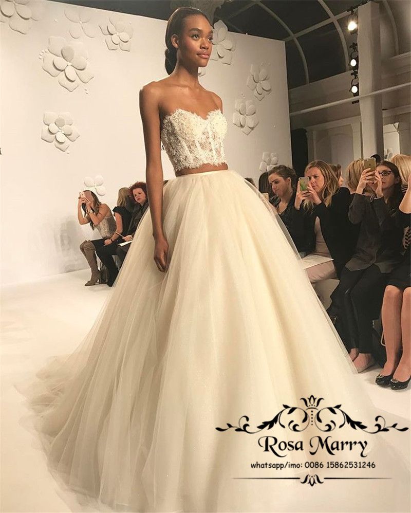 corset and skirt wedding dress