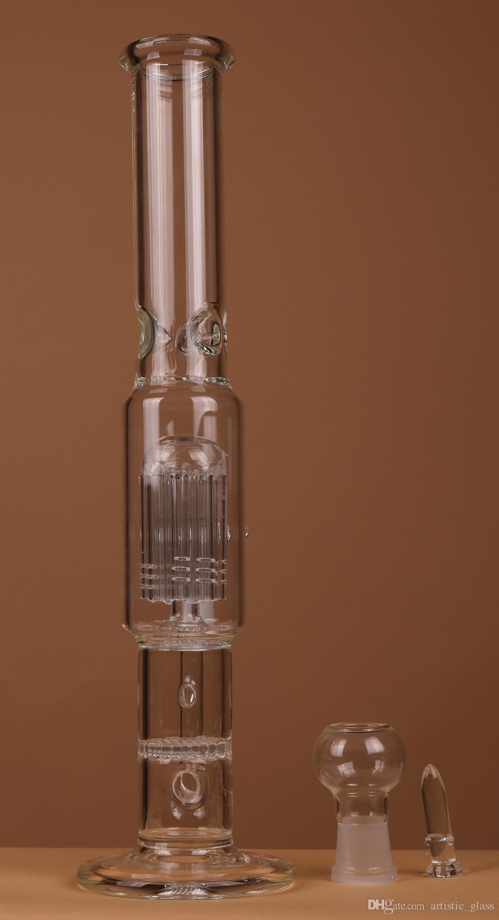 2020 Glass Water Smoking Pipe Percolator Pipes Disk Bongs With Arm Tree Perc Vase 9.8