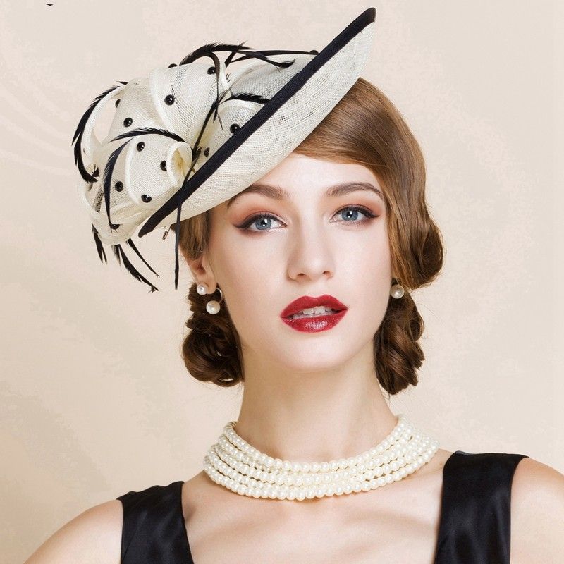 black and white formal hat