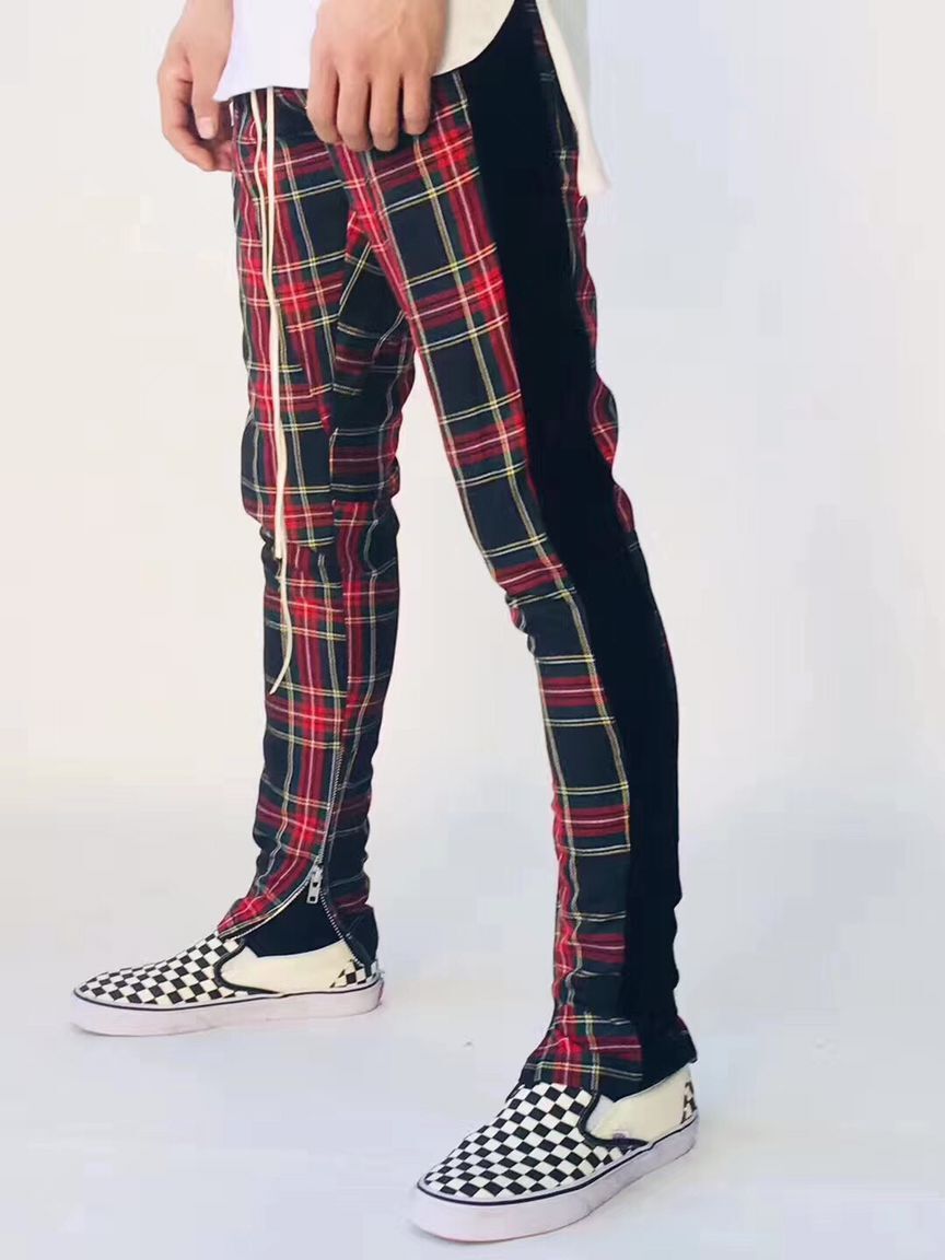 plaid skinny jeans men