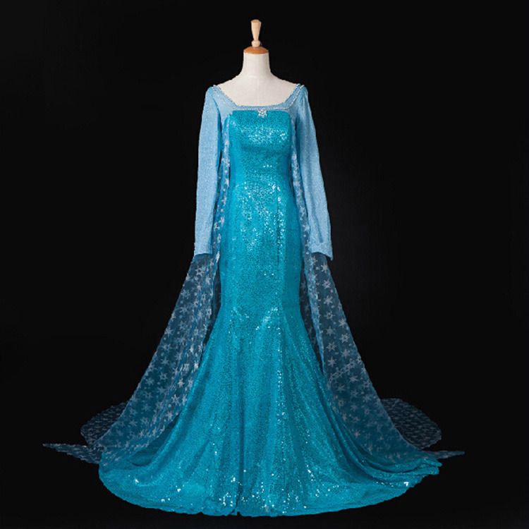 Compre 2015 Frozen Elsa Adultos Vestido De Floco De Neve Grande Meninas Vestidos De Baile De Manga Longa Senhora Com Cercadura De Um Vestido De Cosplay Costume Traje De Festa De Childrenofparadise,