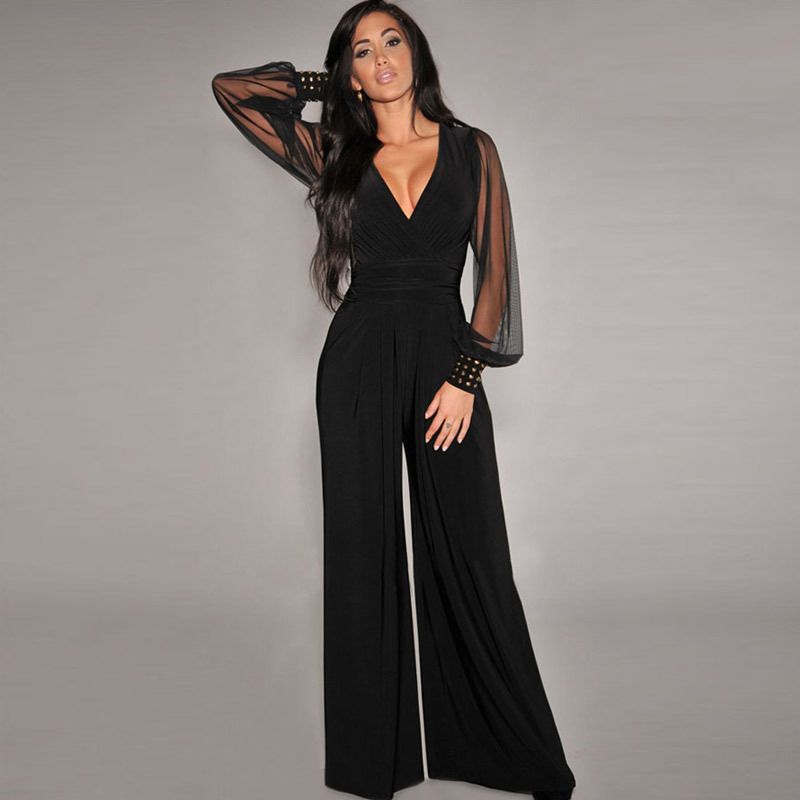 plus size black jumpsuit with sleeves