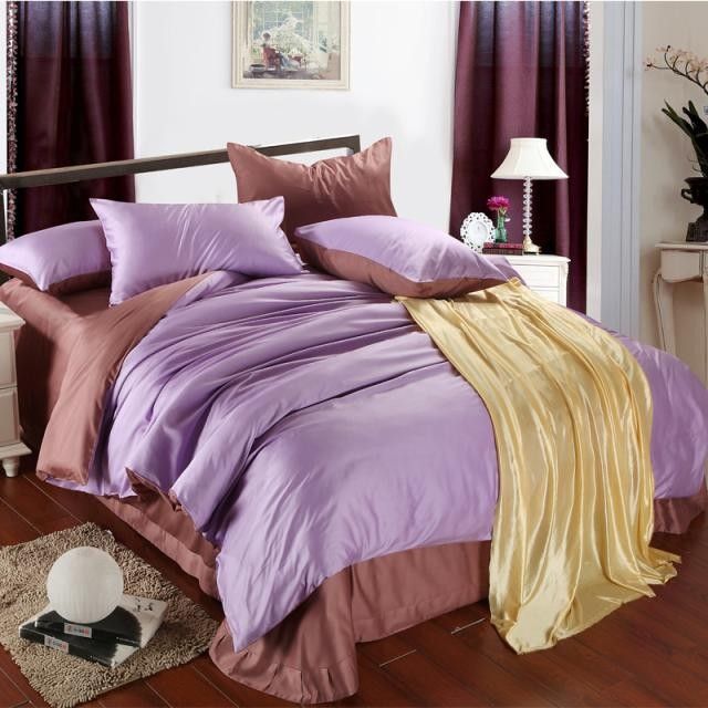 Luxury Purple Brown Sheet Bedding Set King Size Queen Duvet Cover