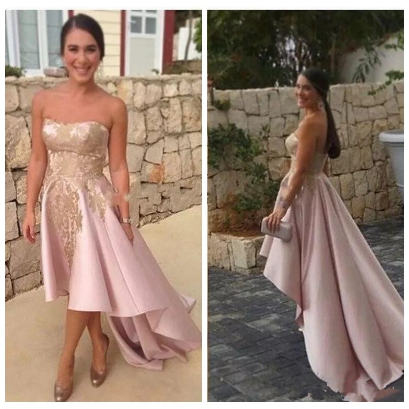 gold high low gown