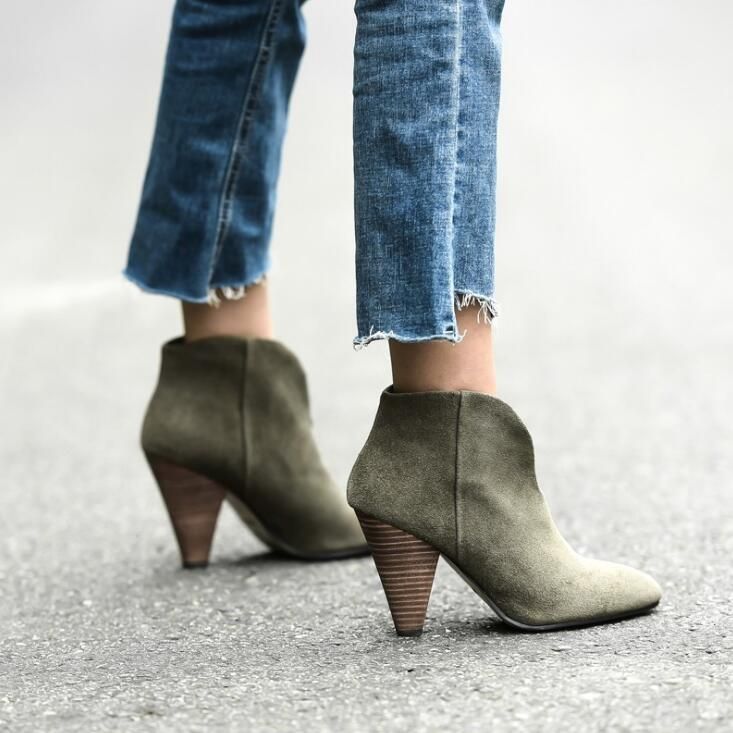 green suede boots