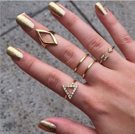 Satin Al Vintage 14 K Altin Ve Gumus Kaplama Gelin Parmak Yuzuk Kristal Geometrik Ucgen Orta Parmak Yuzuk 5 Adet Takim Alyans Tl39 75 Dhgate Comda