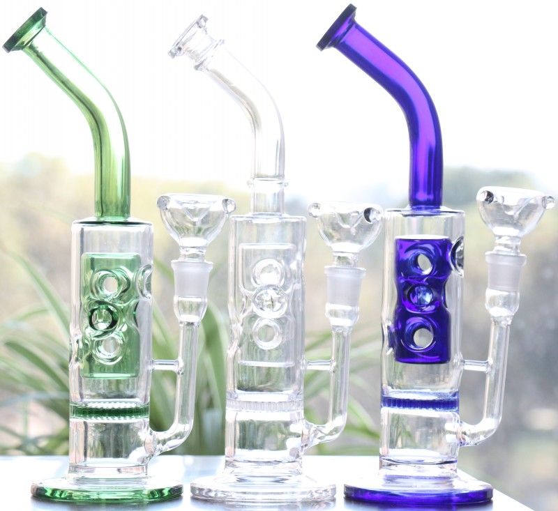 12 Bong Three Colors Top Quality Glass Water Pipes Green Blue
