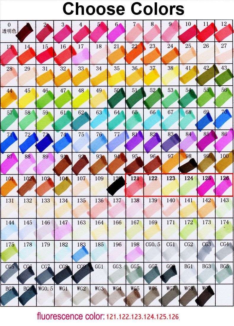 Touch Twin Brush Marker Color Chart