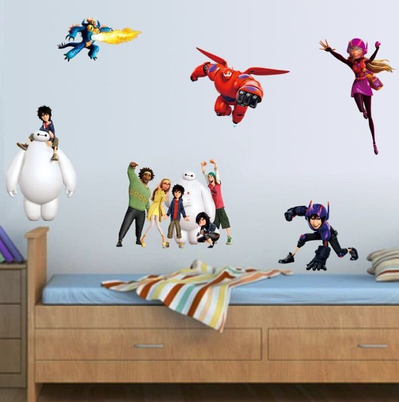 Compre Gran Heroe 6 Kids Wall Sticker Caracter De Dibujos Animados Extraible Carteles Decorativos Decalques De Pared Decoracion De La Habitacion Del Nino Dar Decoracion De La Pared Del Regalo Del Bebe