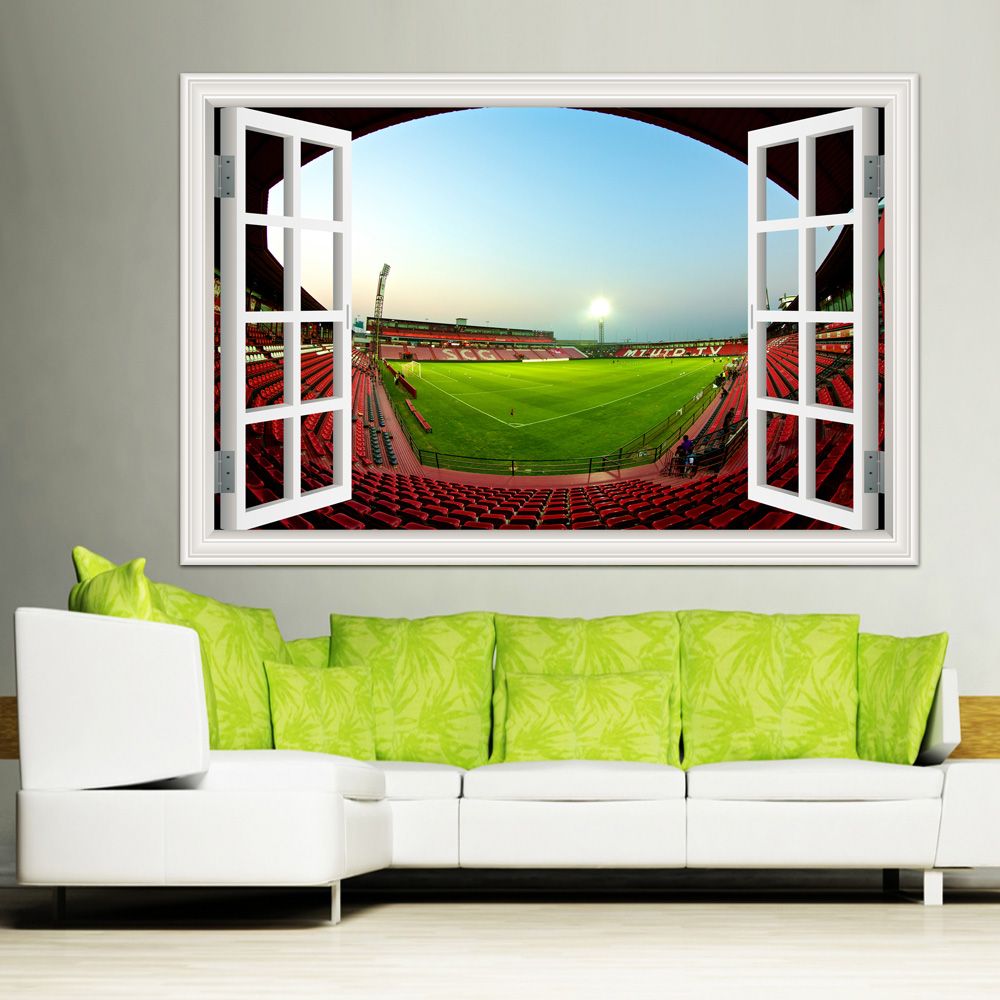 3d Window Wall Stickers Home Decor Football Ball Soccer Playground Landscape Wallpaper Murals Vinyl Wall Art Decal House Decals House Wall Stickers From Asenart 10 26 Dhgate Com
