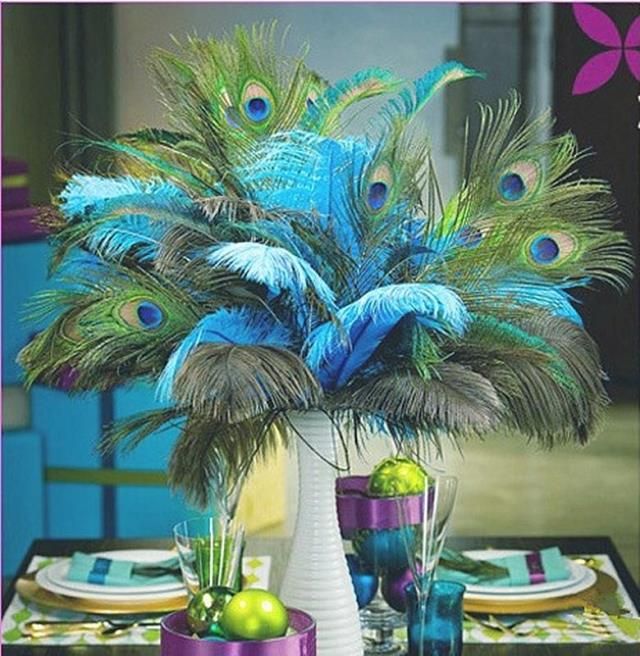 Genuine Natural Peacock Feather Elegant Decorative Accessories For
