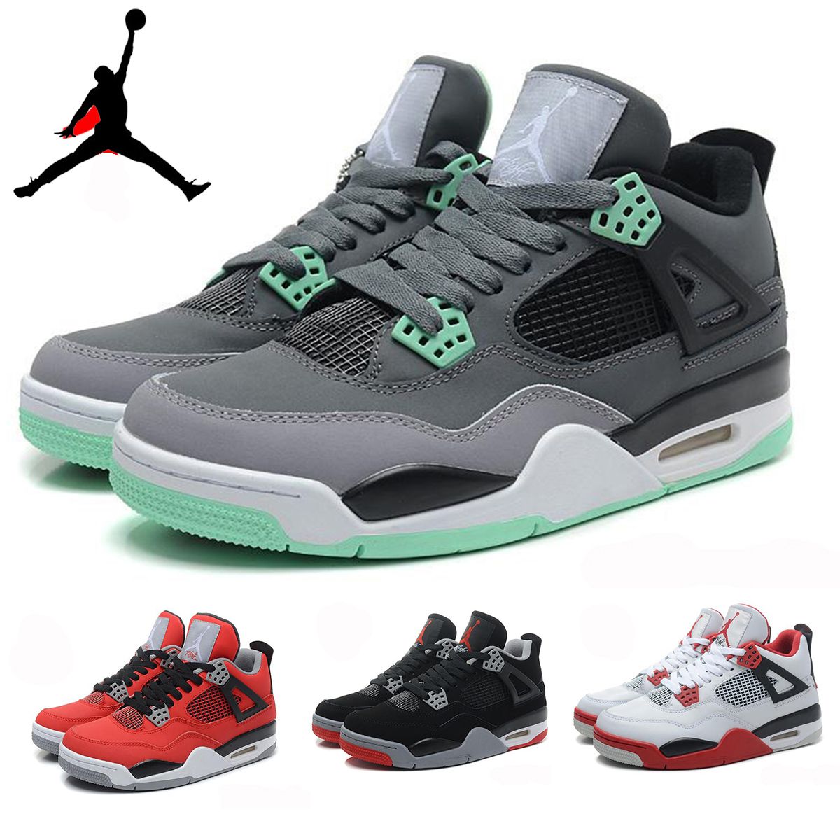 Compre Nike Air Jordan 4 Retro IV Toro Bravo Bred Resplandor Verde Oreo  Trueno Cemento Zapatos De Baloncesto Del Mens Al Por Mayor, AJ4 4 Del Retro  IV Zapatillas De Deporte 41