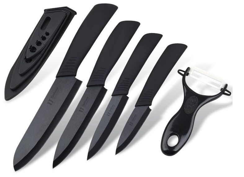 3 4 5 6 Inch Ceramic Knife Set Black Handle Paring Fruit Utility
