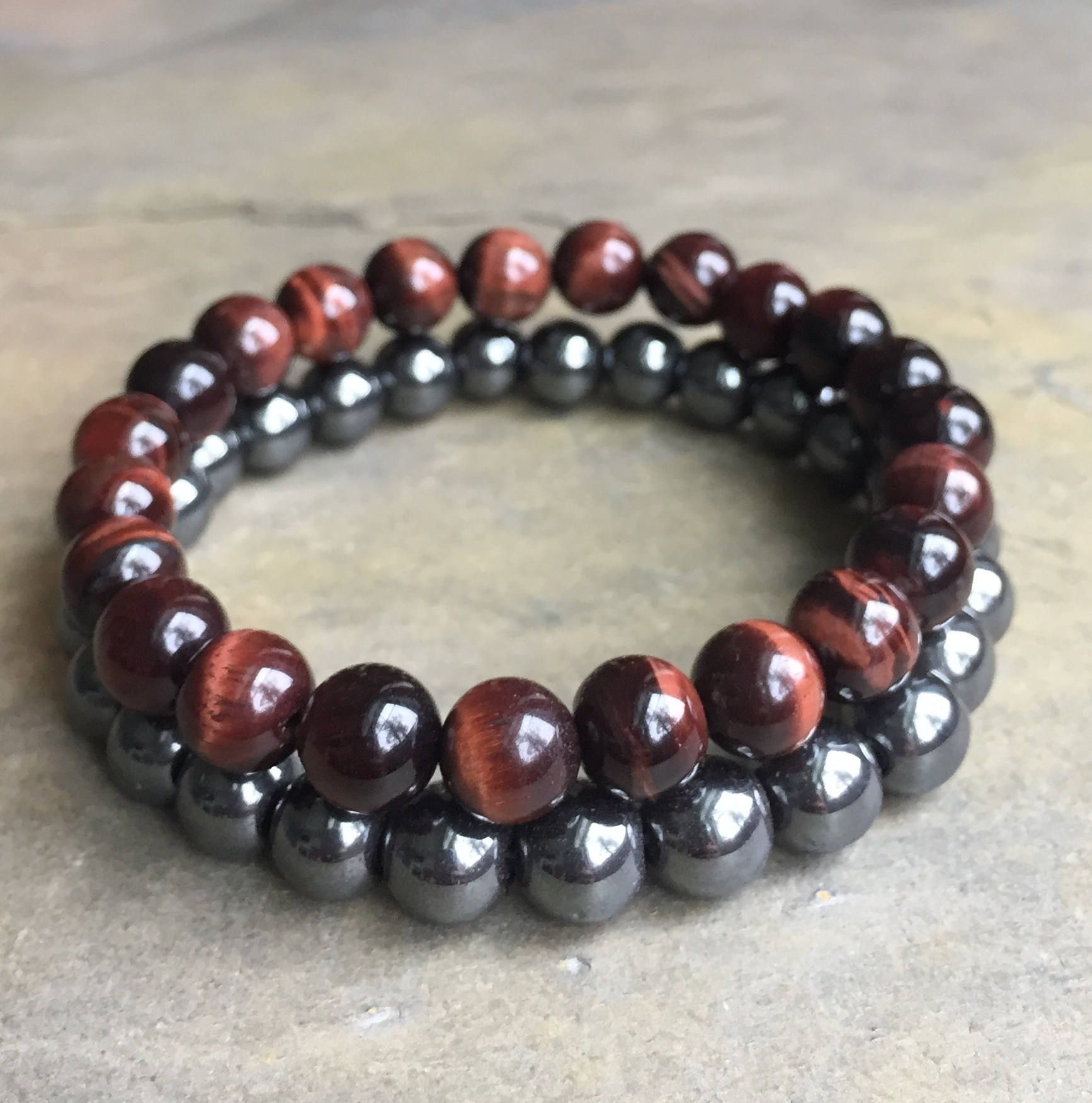 individuelle Größe AB630 Tigerauge rot Kugel 8mm Armband /& Baum des Lebens