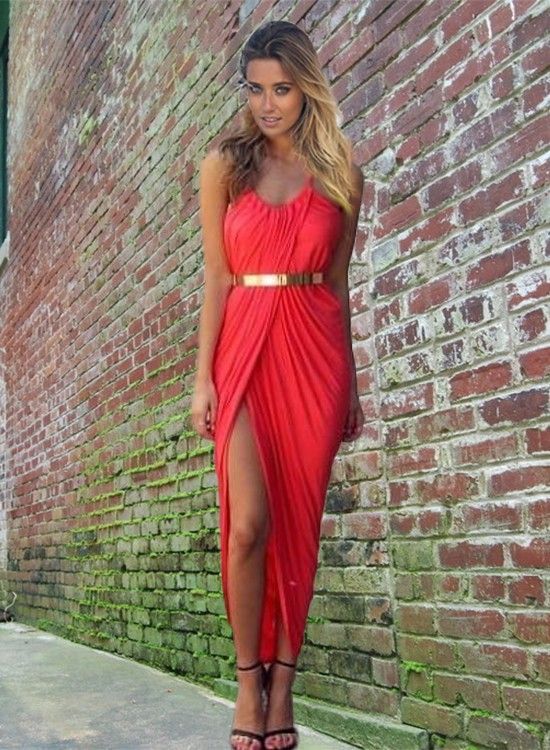 red maxi beach dress