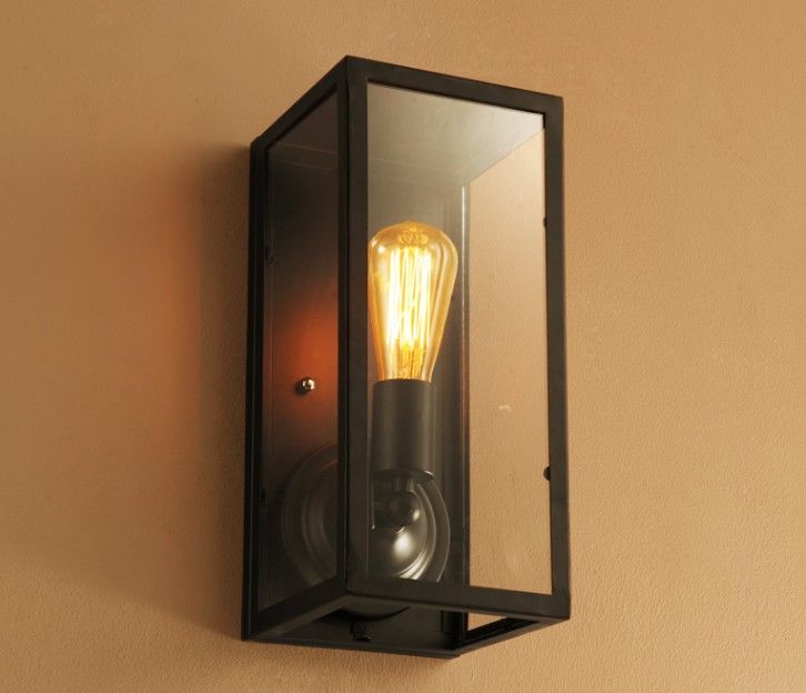 2020 Rh Vintage Glass Box Wall Lamps Loft American Country Wall Lamp Metal Wall Light With Edison Light Bulb