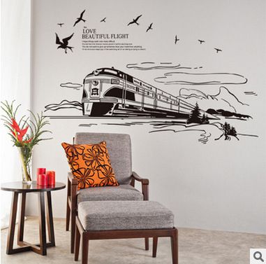 The Scenery Out Of The Train Wall Art Mural Decor Sticker Flying Birds Clouds Train Railway Track Trees Road Wallpaper Applique Stickers Wall Art Stickers Wall Decals From Magicforwall 2 45 Dhgate Com