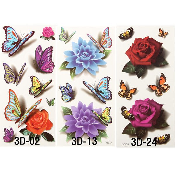 butterfly and rose tattoos designs