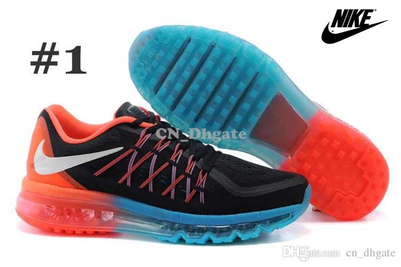 Nike Max 2015 de malla Hombres de los zapatos corrientes, a estrenar Negro Plata