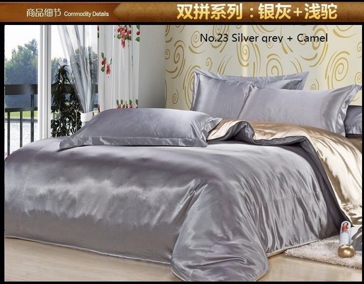 Black Satin Silk Bedding Set Sheets California King Queen Full Twin