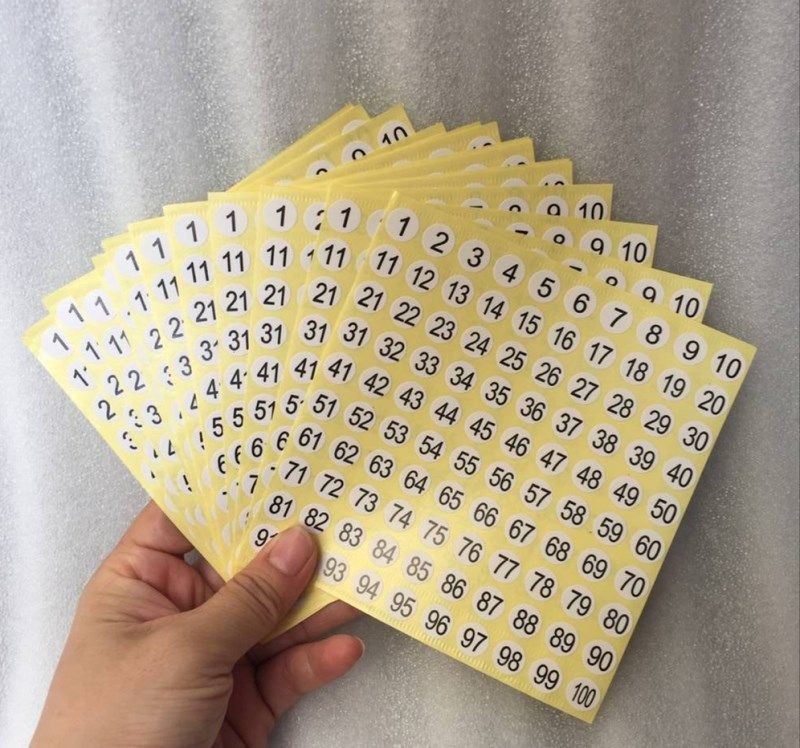 15 Sheets Small Number Stickers Round Number Sticker 1-100 Number