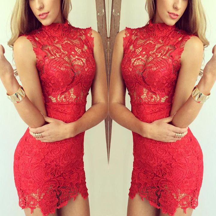 red lace club dress
