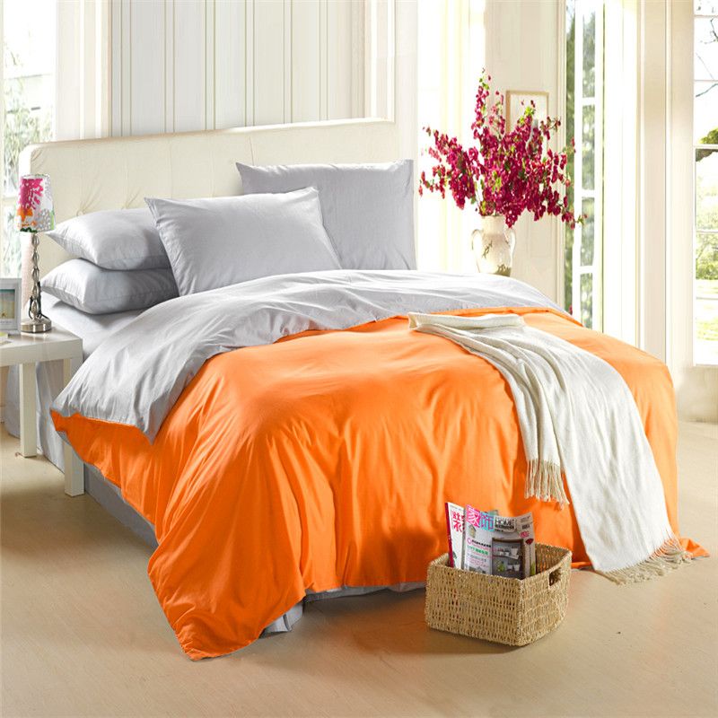 Orange Silver Grey Bedding Set King Size Queen Quilt Doona Duvet
