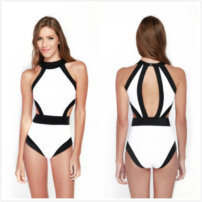 Traje De Blanco Caliente Para Las Mujeres, Traje De Baño Negro Del Verano