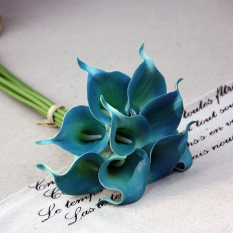 teal fake flowers