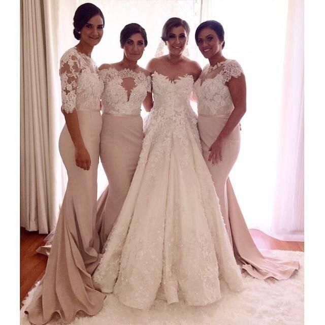 cream lace bridesmaid dresses