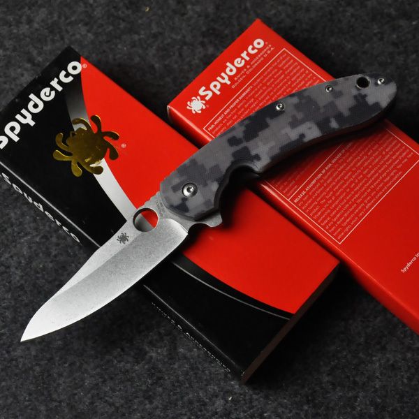 Spyderco Knife SP156 Camouflage Survival Camping Knife Military Brad