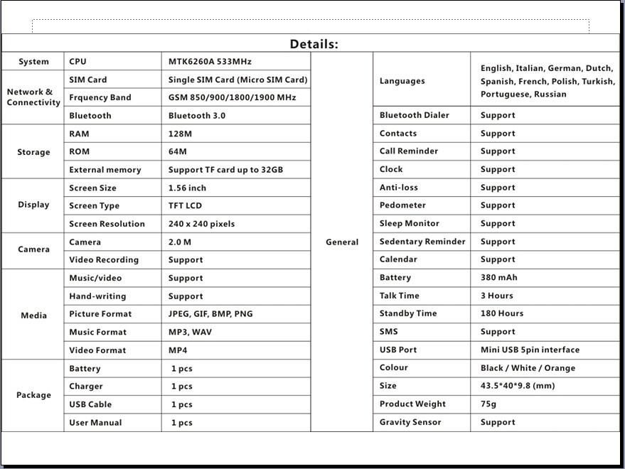 dzo9 smart watch specs