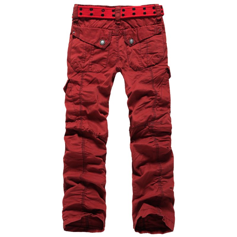 red and black cargo pants