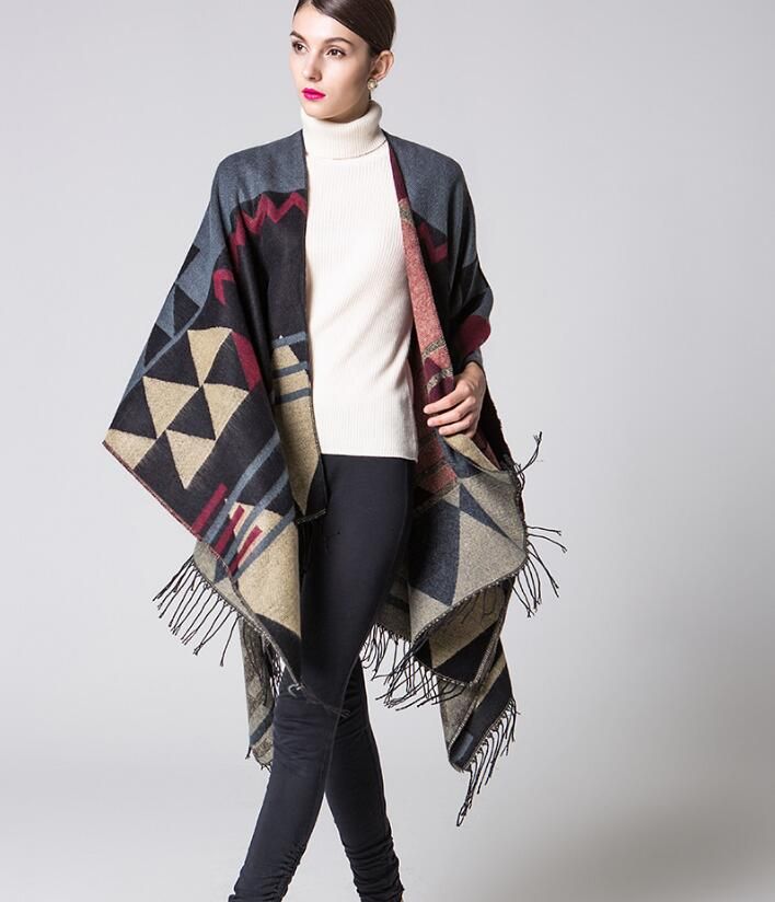 Bohemian Tassel Pashmina Women/'s Winter Warm Scarves Shawls Longer Thicken Cape
