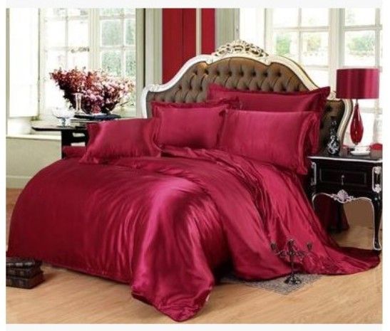 Silk Bedding Set Wine Red California King Size Queen Full Twin