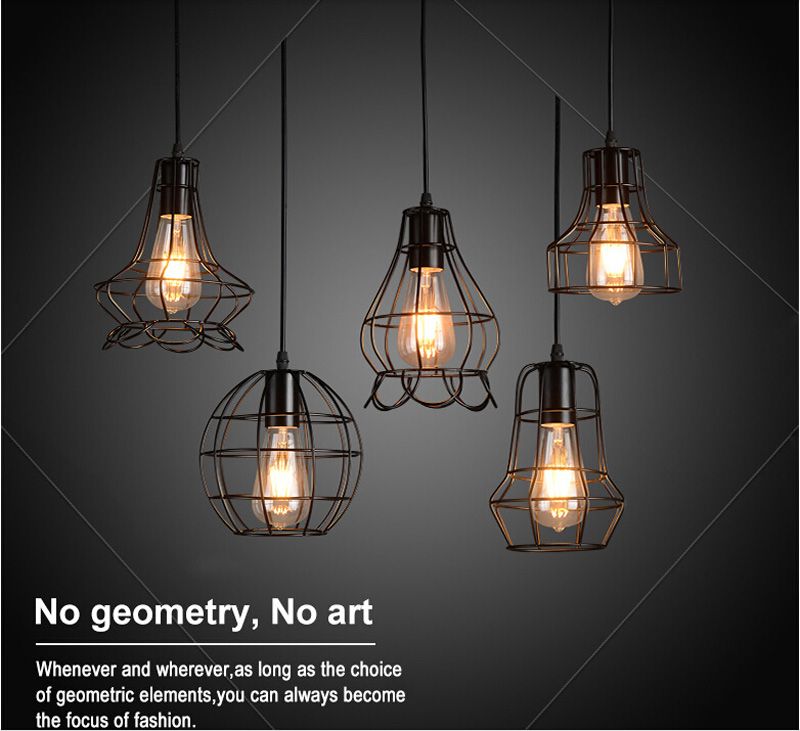 Acheter Retro Cage à Oiseaux En Fer Led Suspension Loft Suspendu Lampe E27 Led Industrielle Suspensions Luminaires Luminaire Bar Café Restaurant