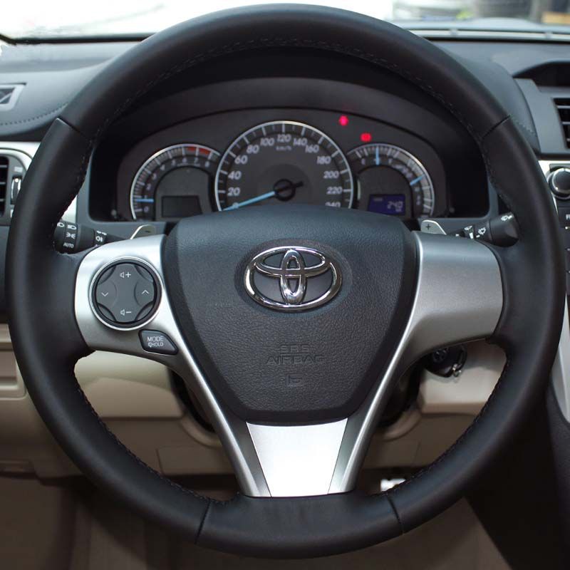 Case For Toyota Camry 2012 Steering Wheel Covers Genuine Leather Diy Hand Stitch Car Styling Interior Decoration Car Steering Accessories Car Steering
