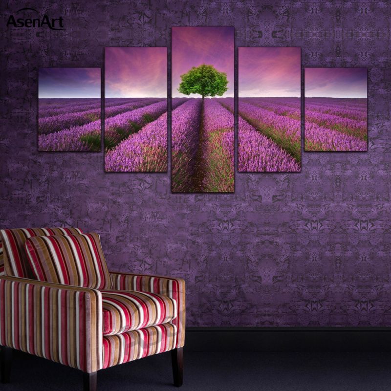 Field Lavender HD Canvas prints Painting Home Decor Picture Room Wall art Poster