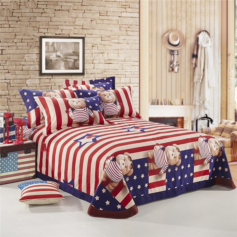 Teddy Bear Bedding Set Kids King Size Queen Twin Cartoon Quilt Doona