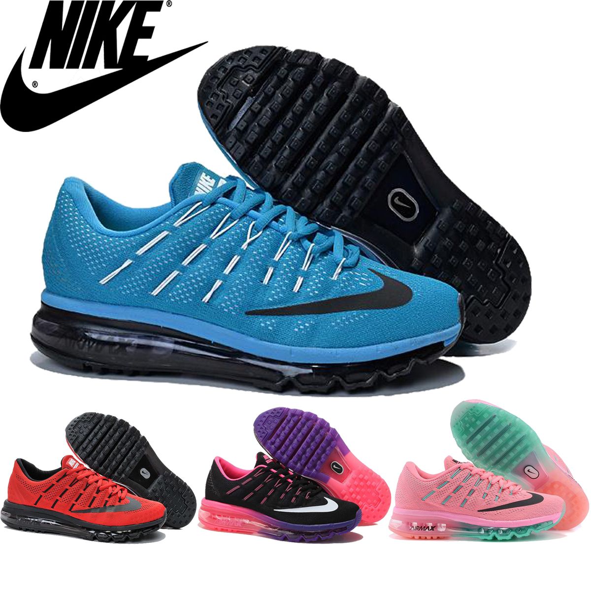 zapatillas de running Nike Air 2016 Gs Mujeres Negro / Rosa Pow / Volt / Reflect de