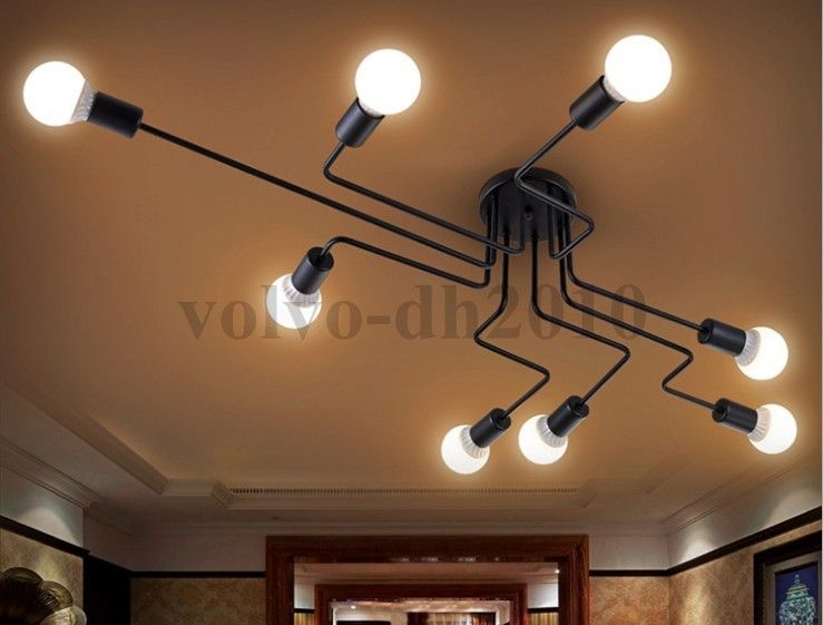 2020 New 4 6 8 Heads Multiple Rod Wrought Iron Ceiling Light Retro