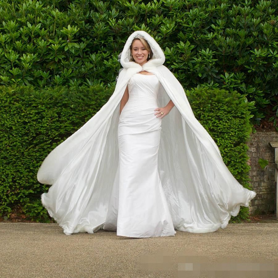Avorio Chiffon Mantello Cloak grandi cappuccio leggera TRENO BELLA per più di un abito da sposa 